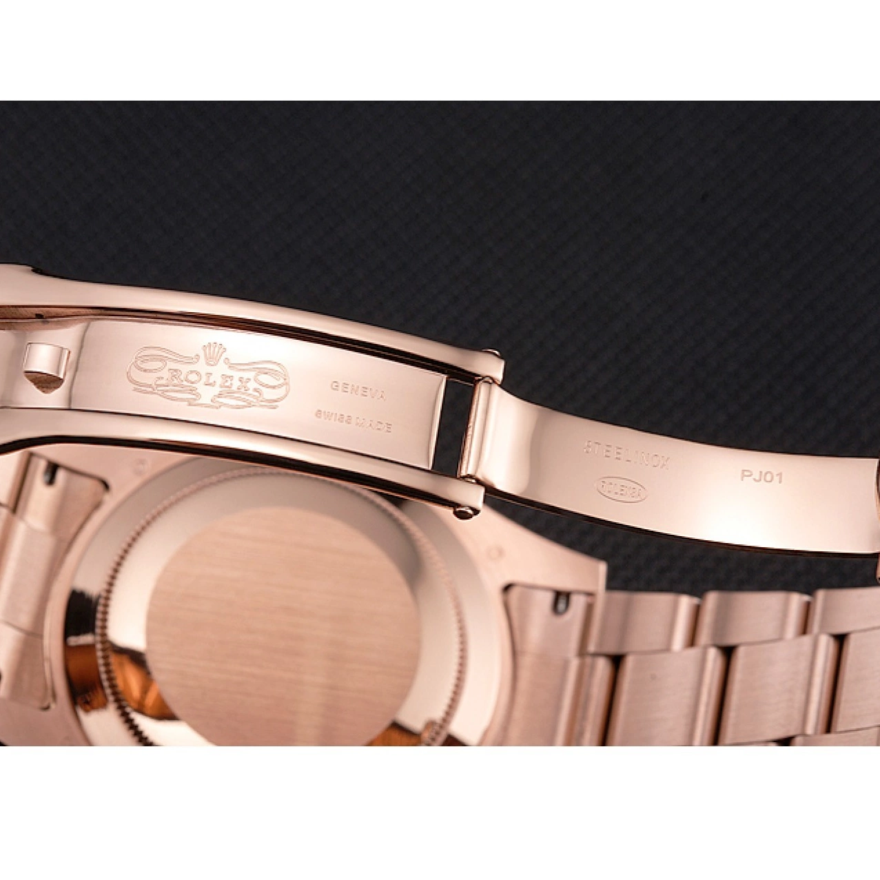 Aaa replica watch Sky Brown Case Bracelet Dweller Dial Gold Ad Rose Rolex 0629